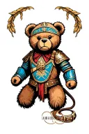 teddy bear warrior tattoo design idea