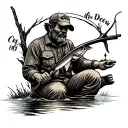 dad memorial hunting fishing tattoo design idea