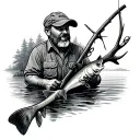 dad memorial hunting fishing tattoo design idea