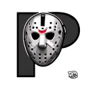 the letter P with Jason Voorhees mask tattoo design idea