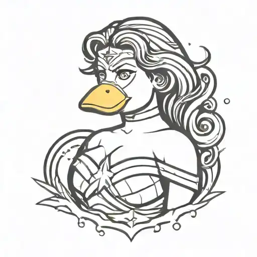 Wonder Woman rubber duck sitting tattoo design idea