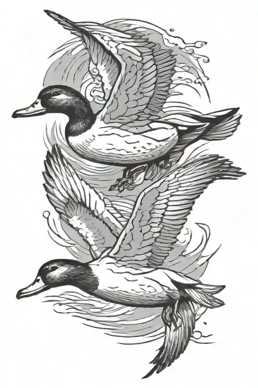 ducks flying tattoo design idea