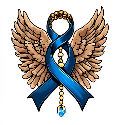 prostate cancer symbol with rosary beads tattoo design idea