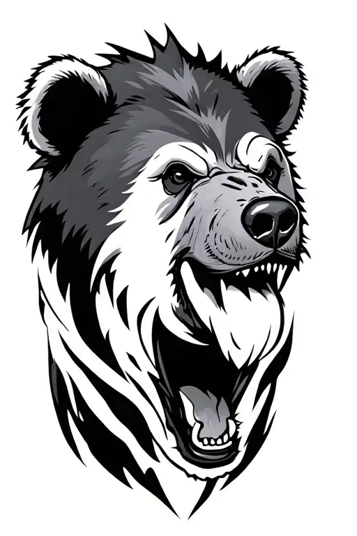 Calm and aggressive and dark and creepy bear tattoo design idea