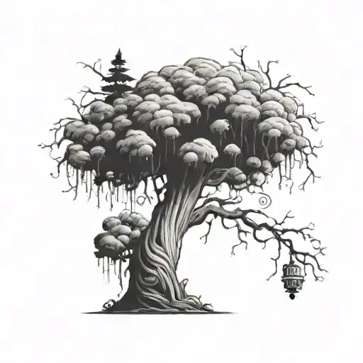 Lorax and Dr Seuss trees in a trad tattoo design tattoo design idea