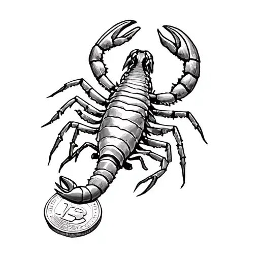 scorpion and coin tattoo design idea
