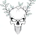 Vines w/ leaves and lotus growing from a skull (similar to harry potter "dark mark" and Marvel: The Punisher's Logo). tattoo design idea