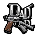 A weapon with the letters dad inside the weapon tattoo design idea