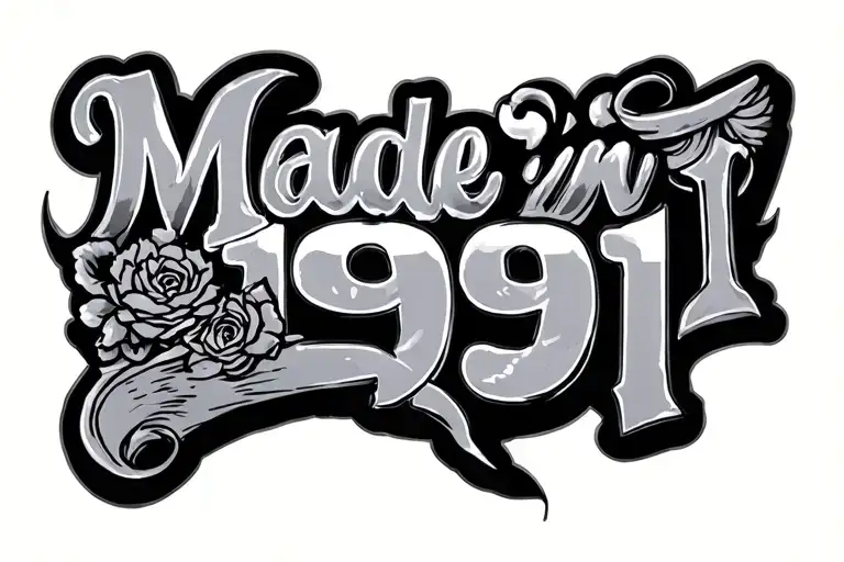made in 1991 special date mixed tattoo design idea