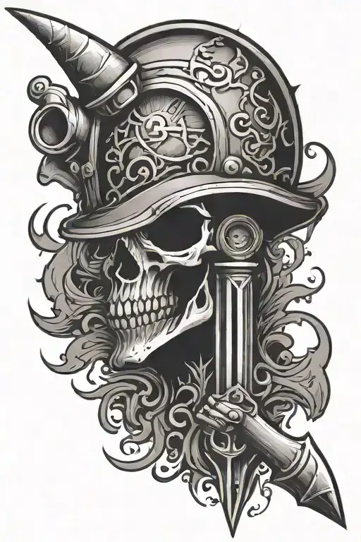 hammer head negative space tattoo design idea