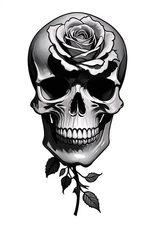 skull and roses tattoo design idea
