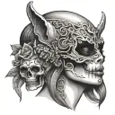 LILLITH WITH SKULL MASK  tattoo design idea