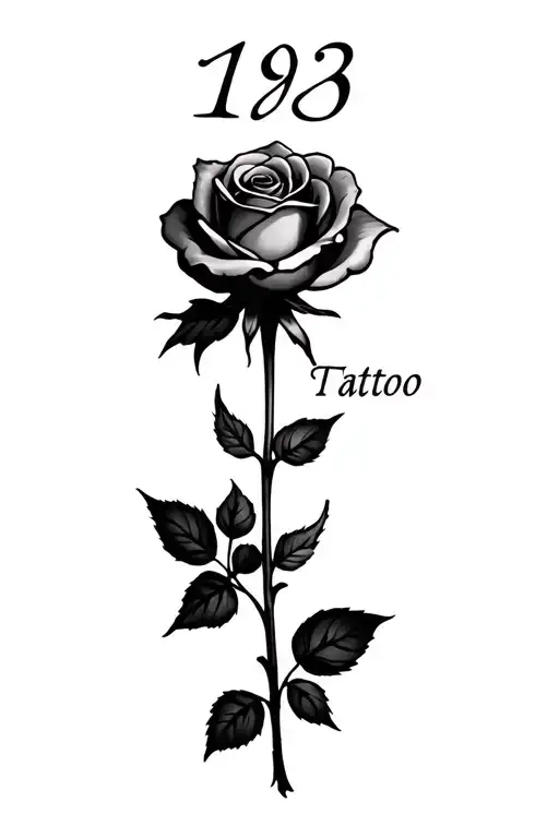 a small rose with the date 1983 written tattoo design idea