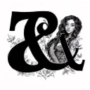 “Tove & Tilly” with tove above tilly and both ts connected through and ampersand sign tattoo design idea