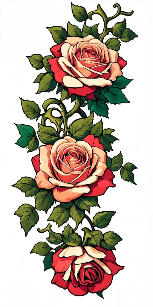 small roses and vine wrapping tattoo design idea
