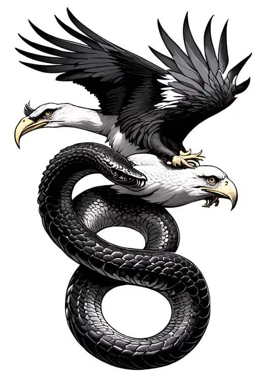 Eagle fighting snake tattoo design idea