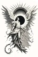 falling Icarus flying towards the sun rising tattoo design idea