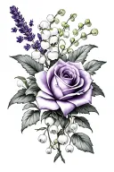 lavender, lily of the valley, and rose black and gray tattoo tattoo design idea