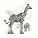 giraffe and elephant tattoo design idea