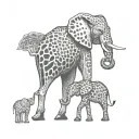 giraffe and elephant tattoo design idea