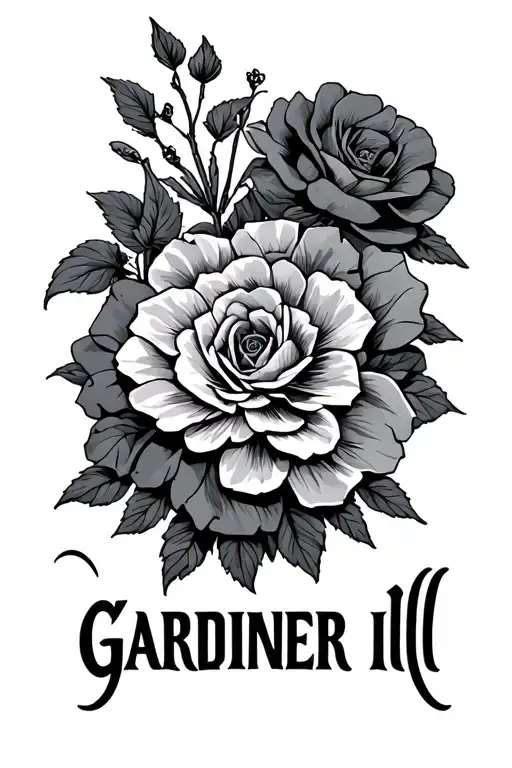 "GARDINER lll" last name written vertically tattoo design idea