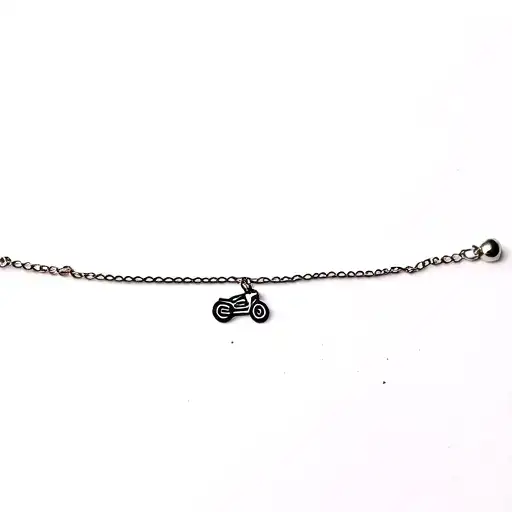 very small moterbike charm ankle bracelet tattoo design idea