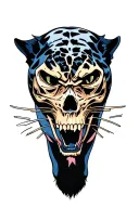full panther body with the image of a skull superimposed over its torso tattoo design idea