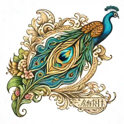 peacock feather tattoo design name "Amrit" tattoo design idea