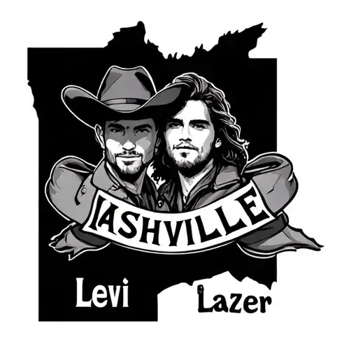 names levi and lazer with nashville themed tattoo tattoo design idea