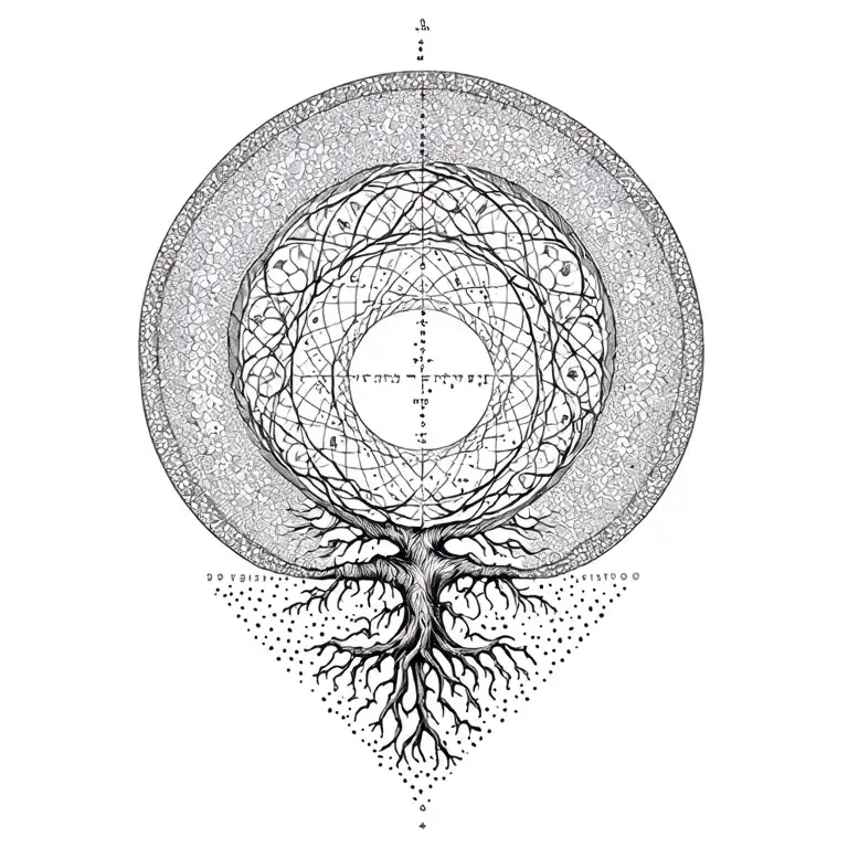 kabbalah tree of life and golden ratio spiral tattoo design idea