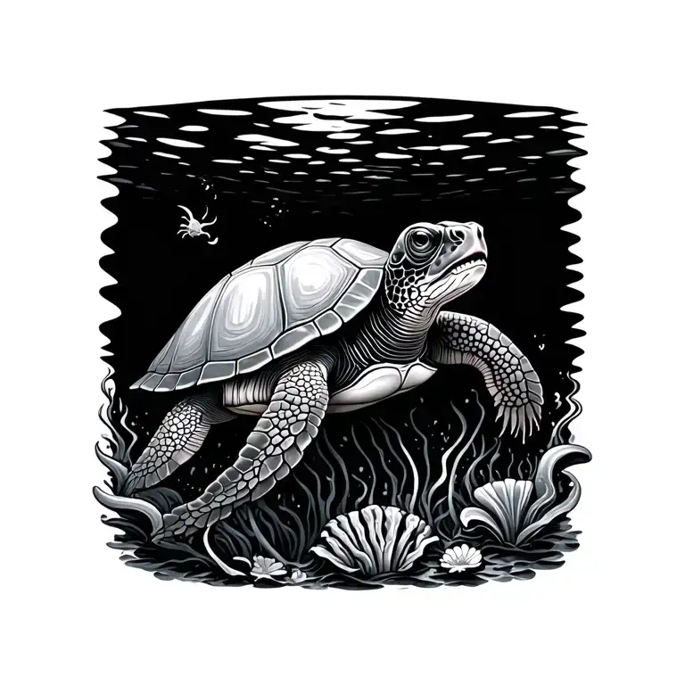 turtle. , jellyfish, stingray passing tattoo design idea