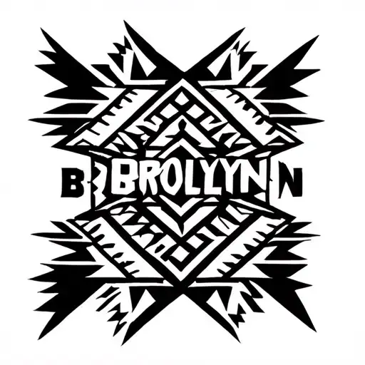 Aztec tribal pattern "Brooklyn " written inside surrounded tattoo design idea