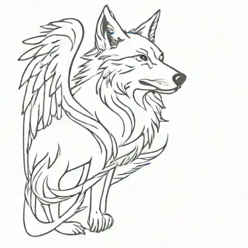 Meaningful wolf warrior angel tattoo design idea