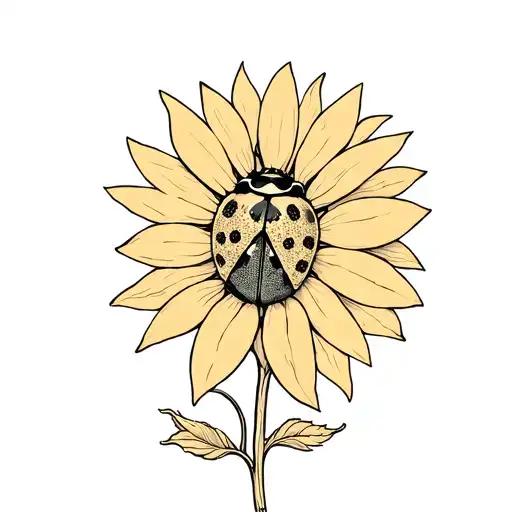 Ladybug on a sunflower tattoo design idea