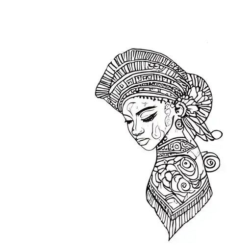 tattoo stencil depicting an african queen tattoo design idea
