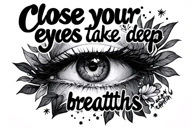 This quote “Close your eyes and take deep breaths“ and then I want a design to simple how I went through a tough time bu tattoo design idea