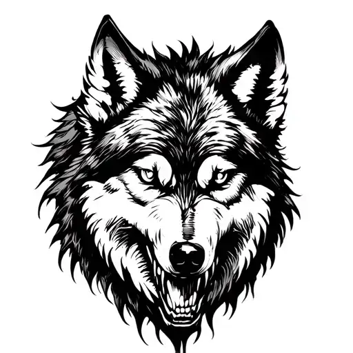 horror wolf tattoo design idea