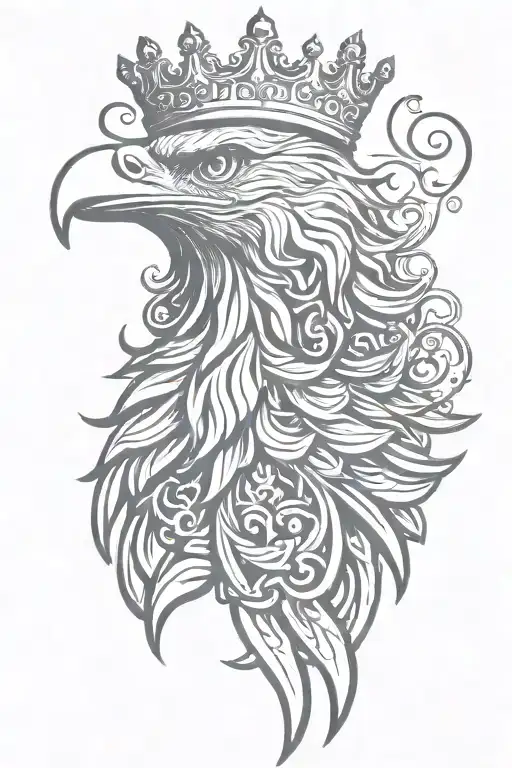 eagle royal flourish wearing crown tattoo design idea