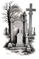 graveyard scene tattoo design idea