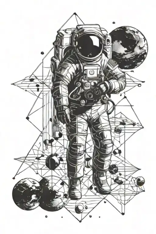 math formulas and astronauts tattoo design idea