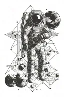 math formulas and astronauts tattoo design idea