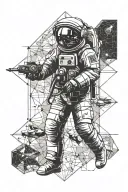 math formulas and astronauts tattoo design idea