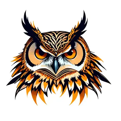 Great horned owl tribal tattoo design inspired tattoo design idea