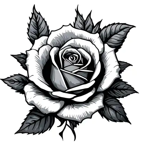 Western Rose tattoo design idea