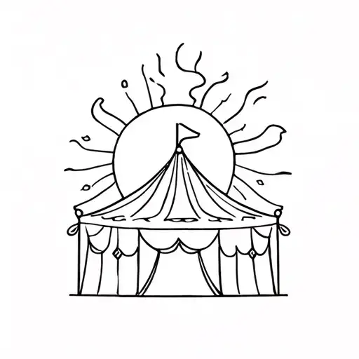 circus tent and a sun tattoo design idea