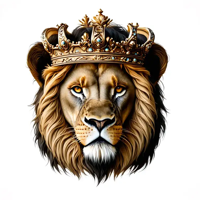 make lion wearing a crown tattoo design idea