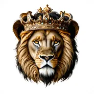 make lion wearing a crown tattoo design idea