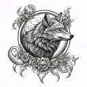 moon with wolf spirit  tattoo design idea