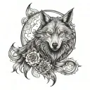 moon with wolf spirit  tattoo design idea