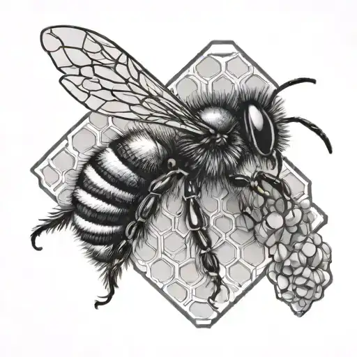 bee on honeycomb  tattoo design idea